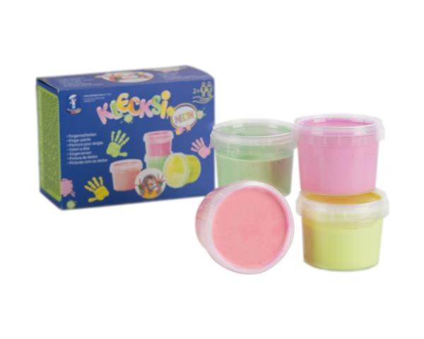 KLECKSi NEON – Leuchtende Fingerfarben mit cremiger Konsistenz (4 x 100 g)